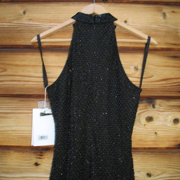 Mac Duggal 5531 Womens Beaded HIGH NECK HALTER SLEEVELESS MIDI DRESS - Picture 11 of 16